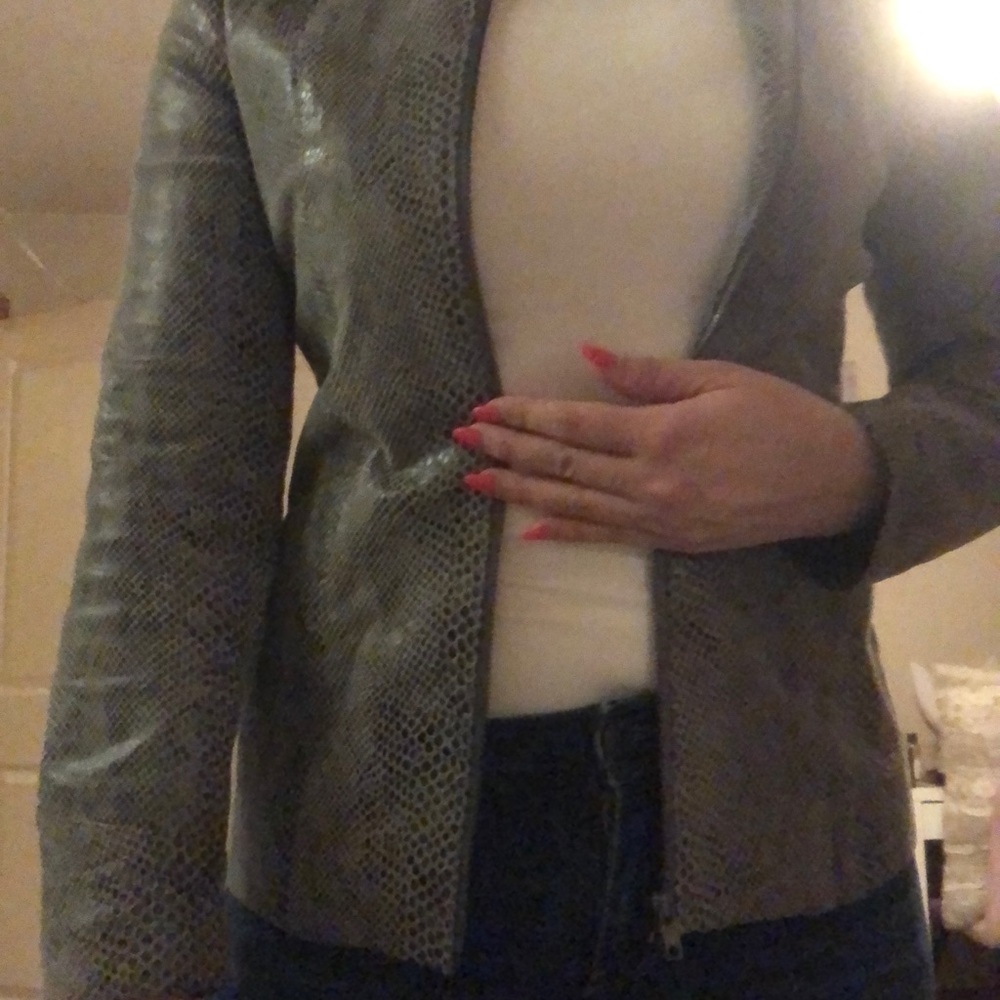 Genuine Leather Snakeskin Pattern Jacket - image 4